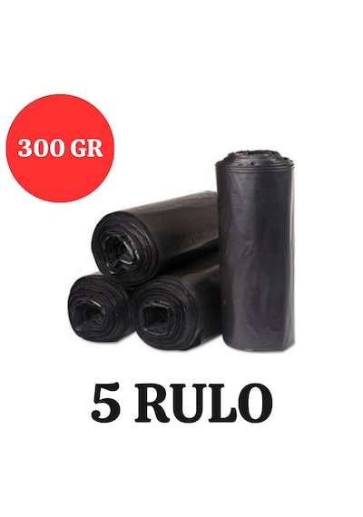 Kalın Çöp Torbası 300 Gr X 5 Rulo Jumbo Endüstriyel Çöp Torbası 80x110 Cm Siyah Çöp Poşeti