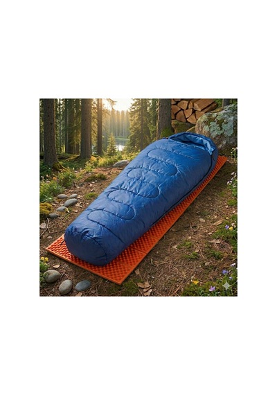 Alfa Pro Uyku Tulumu 0 Derece & Ultralight Comfort Katlanır Mat Turuncu Kamp Seti Mavi