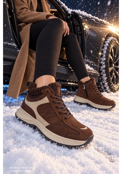 Muggo Nortex Kürklü Fermuarlı Kalın Taban Bağcıklı Kışlık Kadın Sneaker Bot Kahverengi Muggo Nortex Kürklü Fermuarlı Kalın Taban Bağcıklı Kışlık Kadın Sneaker Bot Kahverengi