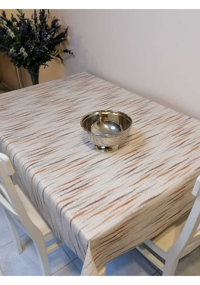 Elyaflı Pvc Muşamba - Desenli Silinebilir Masa Örtüsü 02mrl210b Kahve
