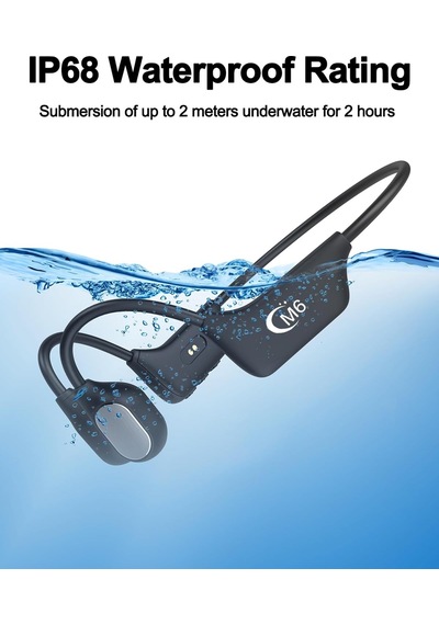 Kemik İletimli Kulaklık, Açık Kulak Su Geçirmez Yüzme Kulaklığı, Bluetooth 5.4, Dahili Mp3 Çalar, 16g Bellek, A