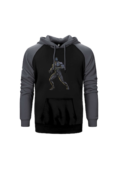 Black Panter Gold Gri Renk Reglan Kol Kapşonlu Sweatshirt Gri