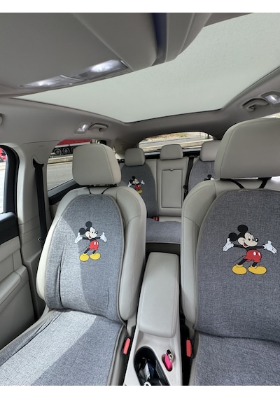 Terletmez Keten Mickey Mouse Oto Koltuk Minderi 7 Parça - Desenli Cepli Mickey Mouse Seti