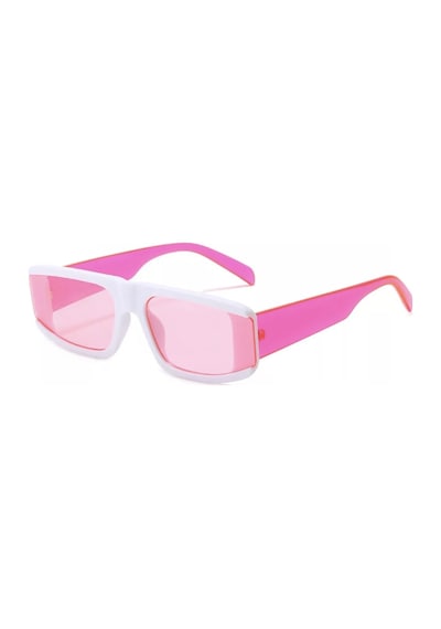 Lunar Pembe Kemik Çerçeve Dikdörtgen Vintage Retro Unisex Güneş Gözlüğü Altın - Kırmızı