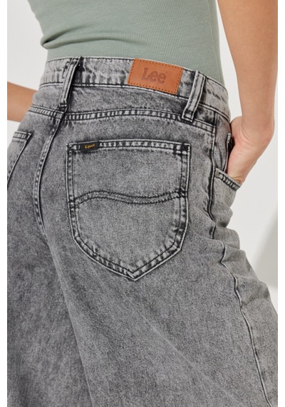 Lee Drew Fit Çok Yüksek Bel Geniş Paça %100 Pamuk Gri Kadın Jean Denim Kot Pantolon L32A003035 Gri