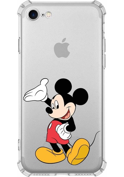 Apple Uyumlu iPhone 7  Köşe Korumalı Antişok Kapak Mickey Mouse Tasarımlı Şeffaf Kılıf
