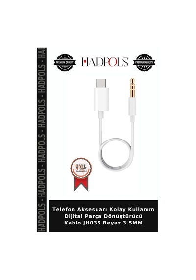 Telefon Aksesuarı Kolay Kullanım Dijital Parça Dönüştürücü Kablo Jh035 Beyaz 3.5mm