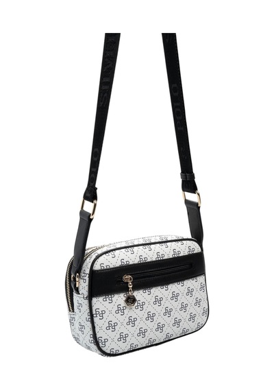 Silver & Polo Silver Polo Beyaz - Siyah Monogram Kadın Çapraz Çanta Sp1162