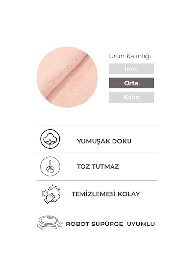 Mabel Pembe Yumuşak Tuşeli Halı 6 Renk Seçeneği Kaymaz Taban Yıkanabilir