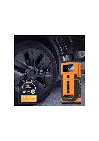 A5577 Akü Takviye Cihazı 8000mah Şarjlı Taşınabilir Powerbank 150psi Lastik Şişirme Pompası