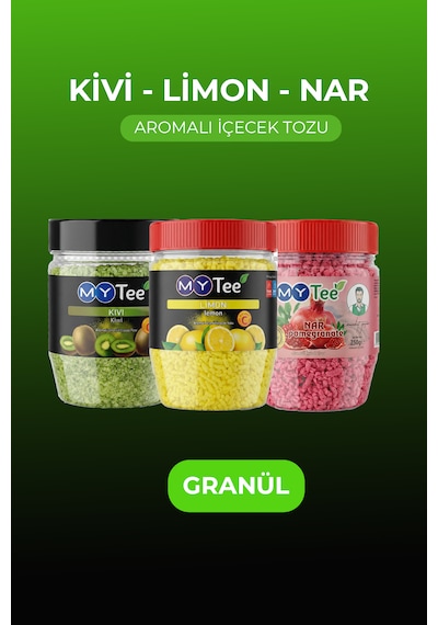 Mytee 3'lü Limon - Kivi - Nar Aromalı Granül İçecek Tozu 3 X 250gr 750 G