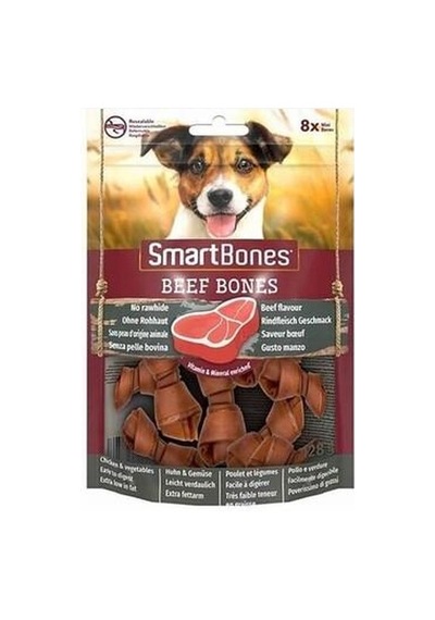 Smartbones Sığır Etli Mini Düğüm Kemik Köpek Ödülü 8'li 128 Gr