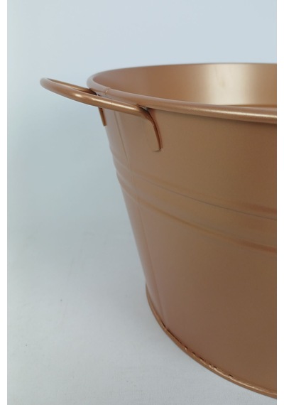 14 Litre Paslanmaz Metal Leğen - Bakır Renk Çok Amaçlı Kova Ve Bahçe/balkon Saksılığı 35 Cm Çap