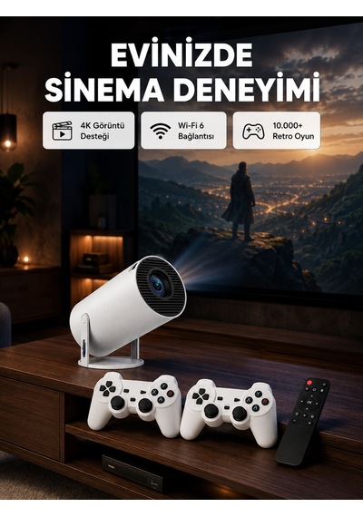 Bluetooth 5.0 Ve Wi-fi 6 Akıllı 4k Projeksiyon Yeni Nesil - Lisinya