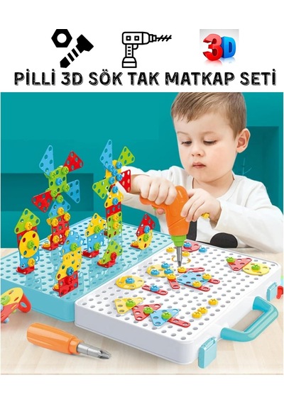 Giffy / Oyuncak 3d Yaratıcı 340 Parça Tamir Seti Pilli Matkaplı Sök Tak Çantalı Eğitici Tamir S Standart