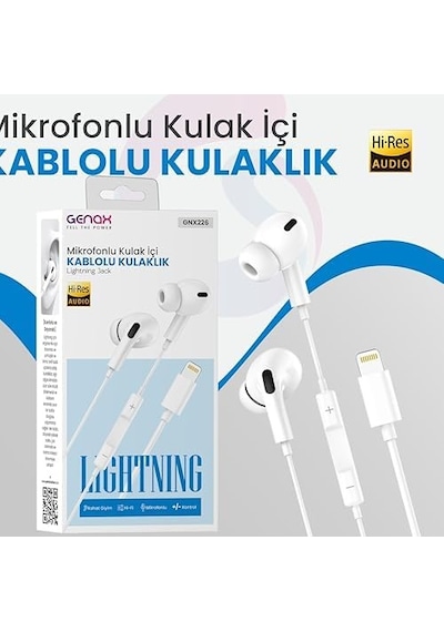 Lightning Silikonlu Mikrofonlu Kablolu Kulak İçi Kulaklık Net Ses Ve Gürültü Azaltma