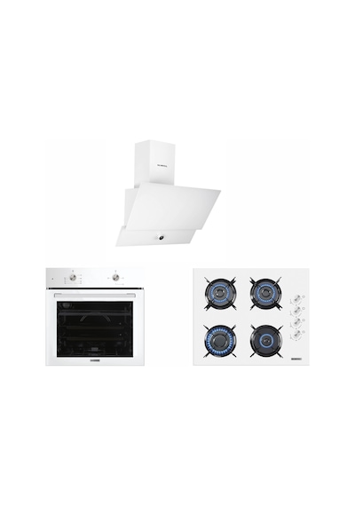 Kumtel B66-S2 - KO-40 TAHDF - DA6-830 Beyaz Cam Ankastre Set