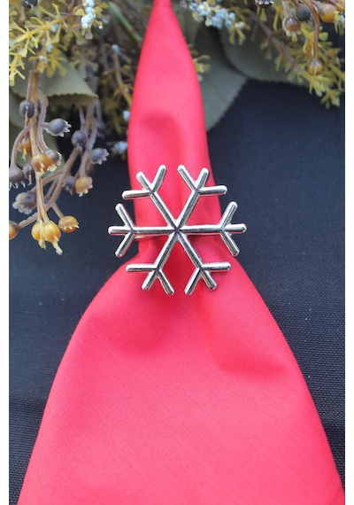 6 Adet Gümüş Kar Tanesi Peçete Halkası - Napkin Ring