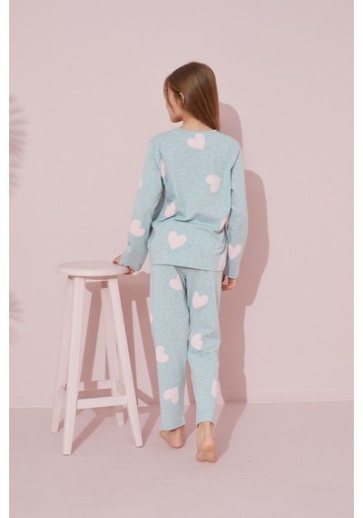 Siyah İnci Pamuklu Örme Pijama Takım 24241074 Yeşil