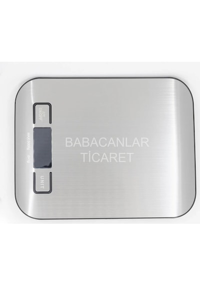 Hassas Mutfak Terazisi 5 Kg - 1 Gr Hassasiyet - Paslanmaz Çelik - Led Ekran - Pil Hediyeli Gri