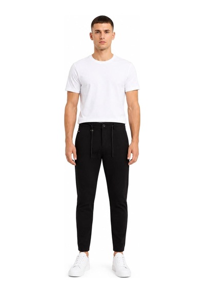 Hzr Wear Erkek Jogger Pantolon Esnek Kumaş Likralı Slim Fit Bağcıklı Siyah