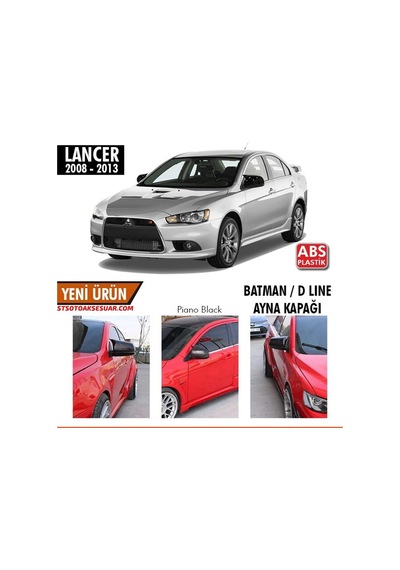 Mitsubishi Lancer 2008-2013 Uyumlu Batman Yarasa Ayna Kapağı Piano Black Abs Plastik