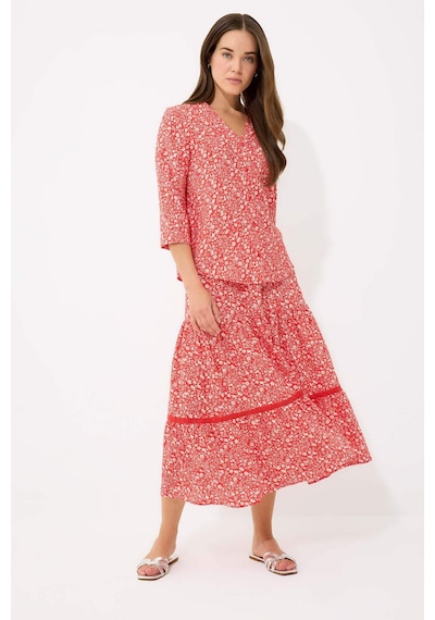 DeFacto Regular Fit Çiçek Desenli Esnek Belli Kiloş Midi Etek E5958AX25SPRD87