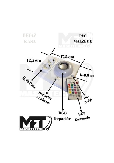 Masfitech Tezgah Altı Bluetooth Müzik Çalar Prizmatik Venüs Beyaz