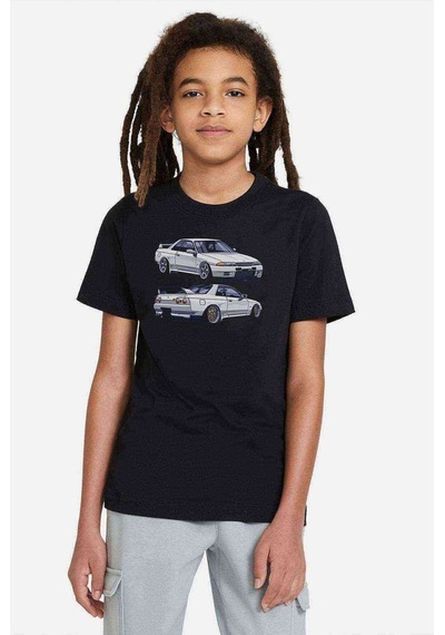 Tshirthane Nissan Skyline R32 Gt R Baskılı Unisex Çocuk Siyah T-Shirt