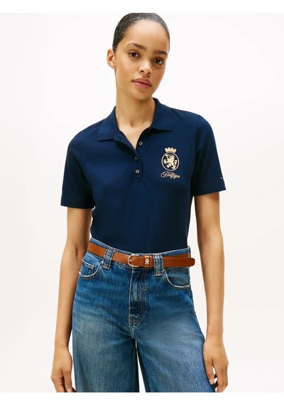 Tommy Hilfiger Gold Crest Reg Ss Po, C1g Lacivert Kadın Polo T-shirt