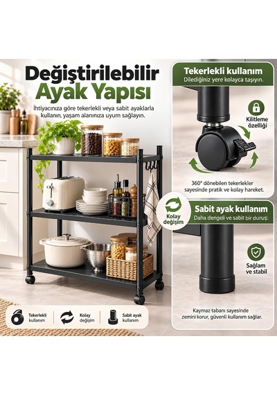 3 Raflı Çok Amaçlı Tekerlekli Metal Depolama Organizer Rafı Çok Renkli 3 Raflı Çok Amaçlı Tekerlekli Metal Depolama Organizer Rafı Çok Renkli