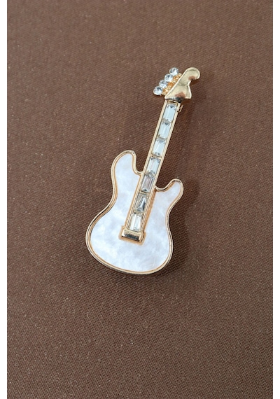 Sedef Gitar Broş. Yaka İğnesi Gitarlı Broş. Tasarım Gitar Broş. Erkek Broş. Kadın Broş. Gitar Broş. Gold