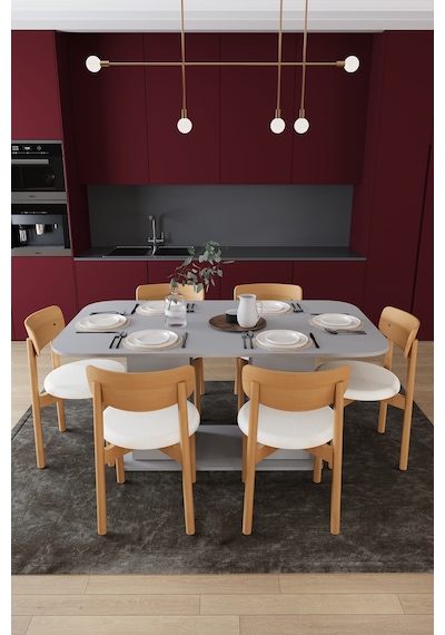 Modern Dolaplı 6 Kişilik Mutfak Yemek Masası Ve Sandalye %100 Mdf Mutfak Yemek Odası Masası Takımı Ymt06 Kül Gri Modern Dolaplı 6 Kişilik Mutfak Yemek Masası Ve Sandalye %100 Mdf Mutfak Yemek Odası Masası Takımı Ymt06 Kül Gri