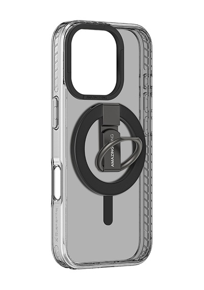 Apple iPhone 16 Pro Max Uyumlu Kılıf Magsafe Özellikli Yüzük Standlı Amazingthing Titan Pro Serisi Kapak Siyah