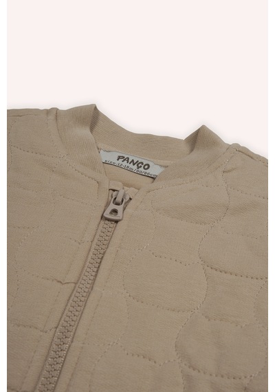 Kız Bebek Kedi Kapitoneli Fermuarlı Bej Sweatshirt 7755782