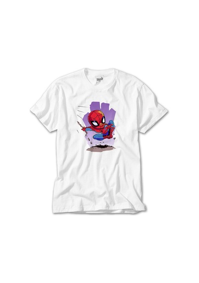 Spiderman Cartoon Beyaz Tişört Beyaz