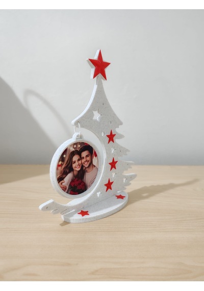 Yılbaşı Ağacı Tasarımlı Fotoğraf Çerçevesi 3d Baskı Dekoratif Masa Çerçevesi