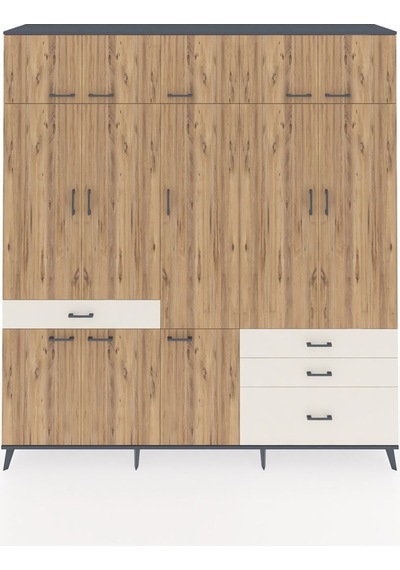 Hyperion Dolap 8 Raflı 4 Çekmeceli 3 Askılı 220x44x243 Antrasit-çam/aytaşı Atlas Çam/aytası Hyperion Dolap 8 Raflı 4 Çekmeceli 3 Askılı 220x44x243 Antrasit-çam/aytaşı Atlas Çam/aytası