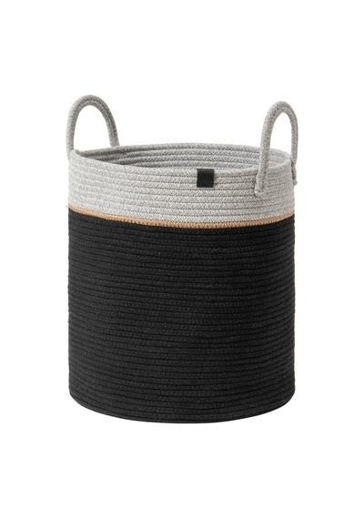 Mavaux Çok Amaçlı, 40cm-36cm Büyük Boy, Yanları Saplı, Sepet, Jüt, Hasır, Dokuma Sepet, Düzenleyici Siyahjutgri