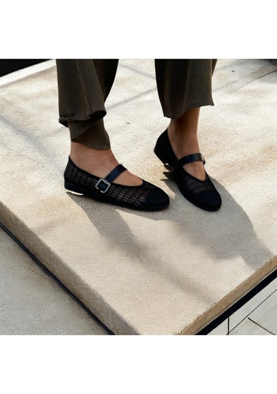 Ne&ve Shoes Siyah File Tek Bantlı Günlük Rahat Babet