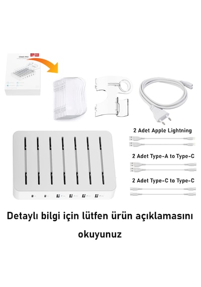 SooPii CS60 PD 3.0 60W/12A 6 Port Çoklu Şarj Cihazı Şarj İstasyonu