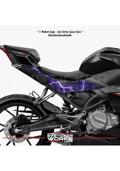 Cfmoto 250sr Orta Şase Kaplama Mor Şimşek Desen Sticker Diğer