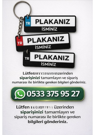 Kişiye Özel Çift Taraflı Plaka Anahtarlık - İsimli Ve Telefon Numaralı Plakalık Siyah