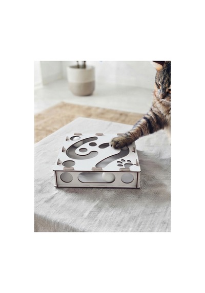 Ahşap Ve Toplu Kedi Oyuncağı Beyaz