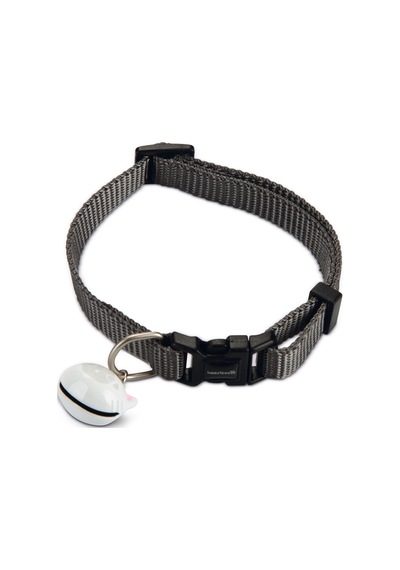 Hnrlıshp Beeztees Kedi Boyun Tasması, Zilli, Koyu Gri, 20-30cm