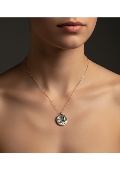 G&a Jewels - Geceye Dokunuş - 925 Ayar Oksitli Yaldız Altın Kaplama Gümüş Kolye Altın - Gümüş G&a Jewels - Geceye Dokunuş - 925 Ayar Oksitli Yaldız Altın Kaplama Gümüş Kolye Altın - Gümüş