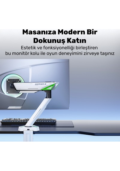 Npo Std93012lw Elysium 17"-45" Profesyonel Gaming Rgb Amortisörlü Vesa Tek Kol Monitör Tutucu