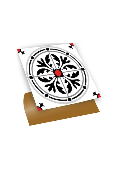 Tink Zemin Duvar Sticker Kırmızılı Yuvarlak Solo Desenli 30x30 Cm 4 Adet 0,36 M²