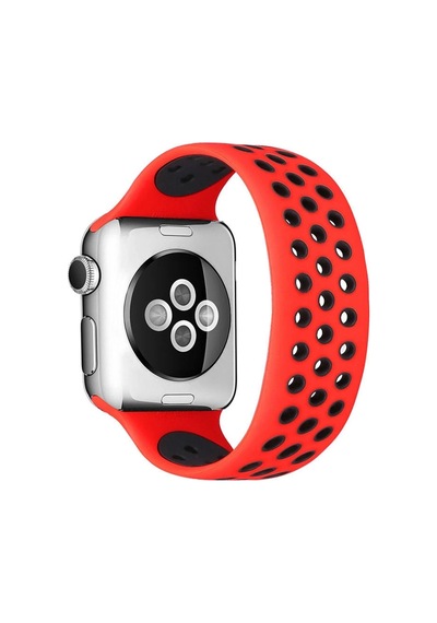 Watch 38mm Ayarlı Delikli Silikon Kordon - Kırmızı-siyah Diğer