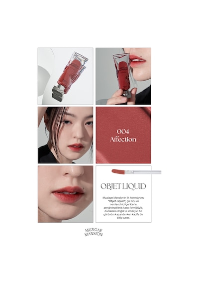 Muzıgae Mansıon Gül Özlü Kadife Bitiş Sunan Nemlendirici Ve Kalıcı Tint Objet Liquid 004 Affection 004 Affection